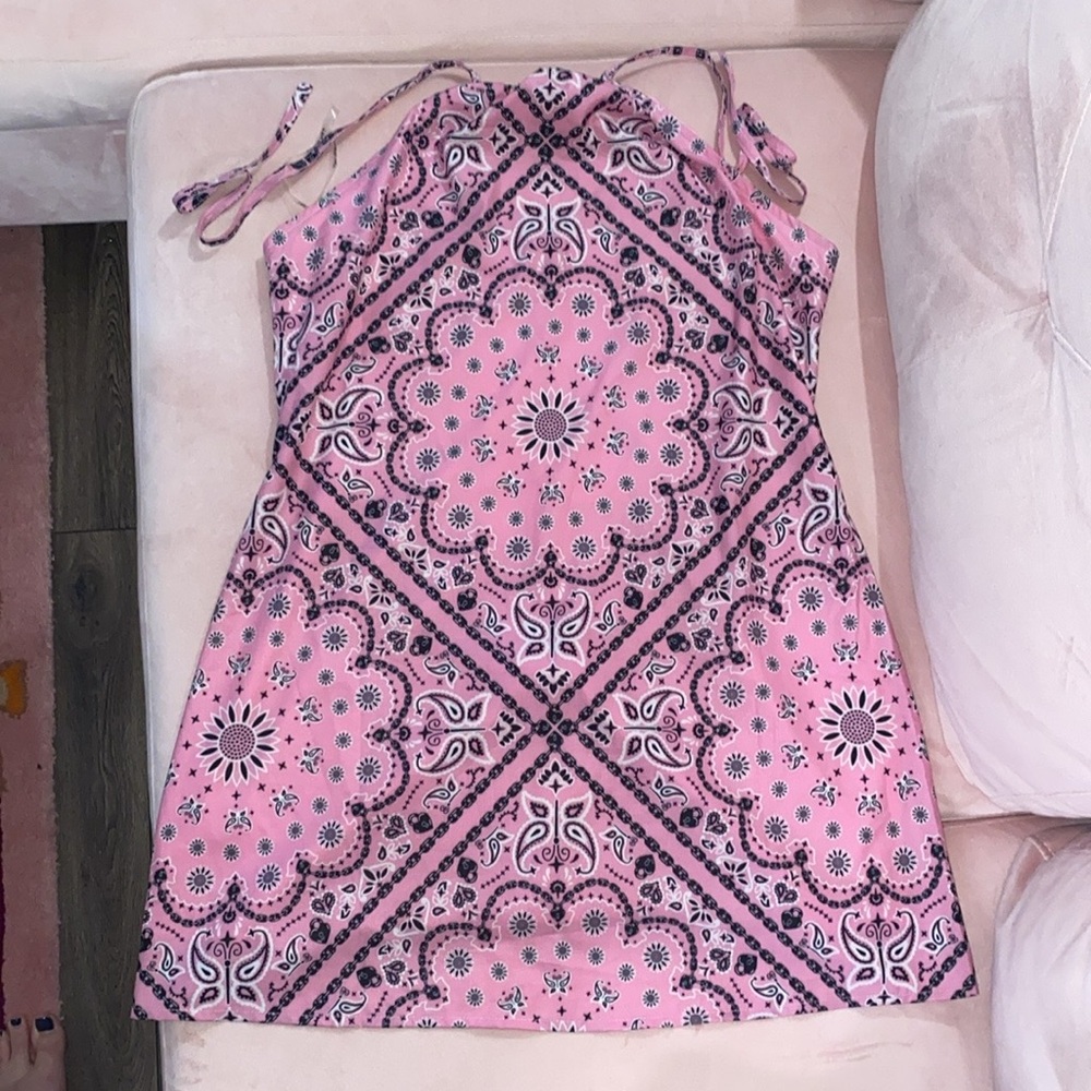 NWT Sugar Thrillz Dolls Kill Candy Bandit Pink Bandana Mini Dress